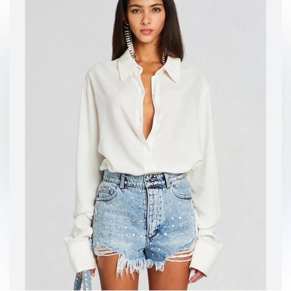 Retrofete Gabbie shirt White Button Down oversized top NEW Sz S